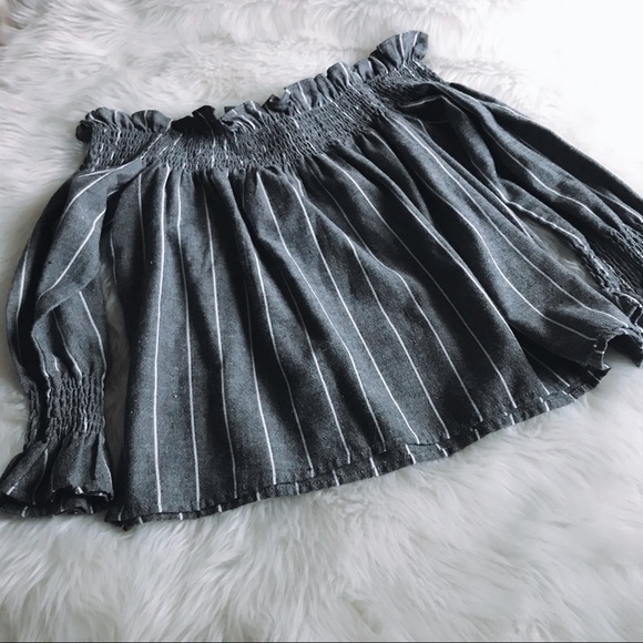 ecru Tops - Off shoulder striped top